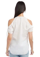 Women's Embroidered Cold Shoulder Top