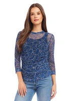 Women's Side Shirred Mesh Top