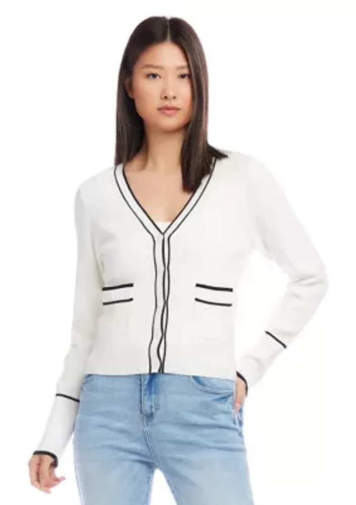 Petite Contrast Trim Cardigan