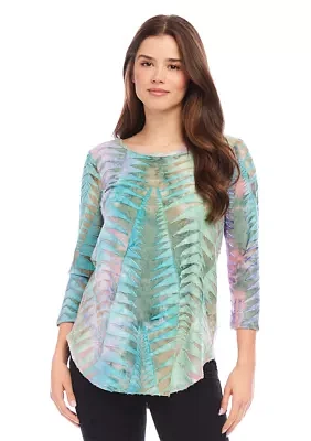 Petite Tie Dye Burnout Shirttail Top