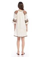 Women's Embroidered Ruffle Hem Dress