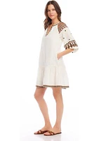 Women's Embroidered Ruffle Hem Dress