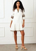 Women's Embroidered Ruffle Hem Dress