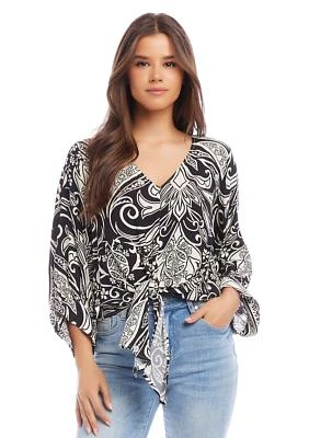 Women's Blouson Sleeve Tie Front Top