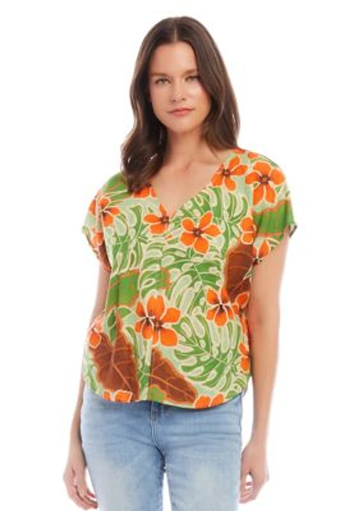 Women's Printed Dolman Sleeve Top