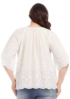 Plus Embroidered Peasant Top