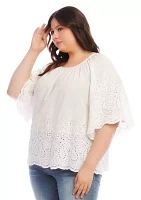 Plus Embroidered Peasant Top