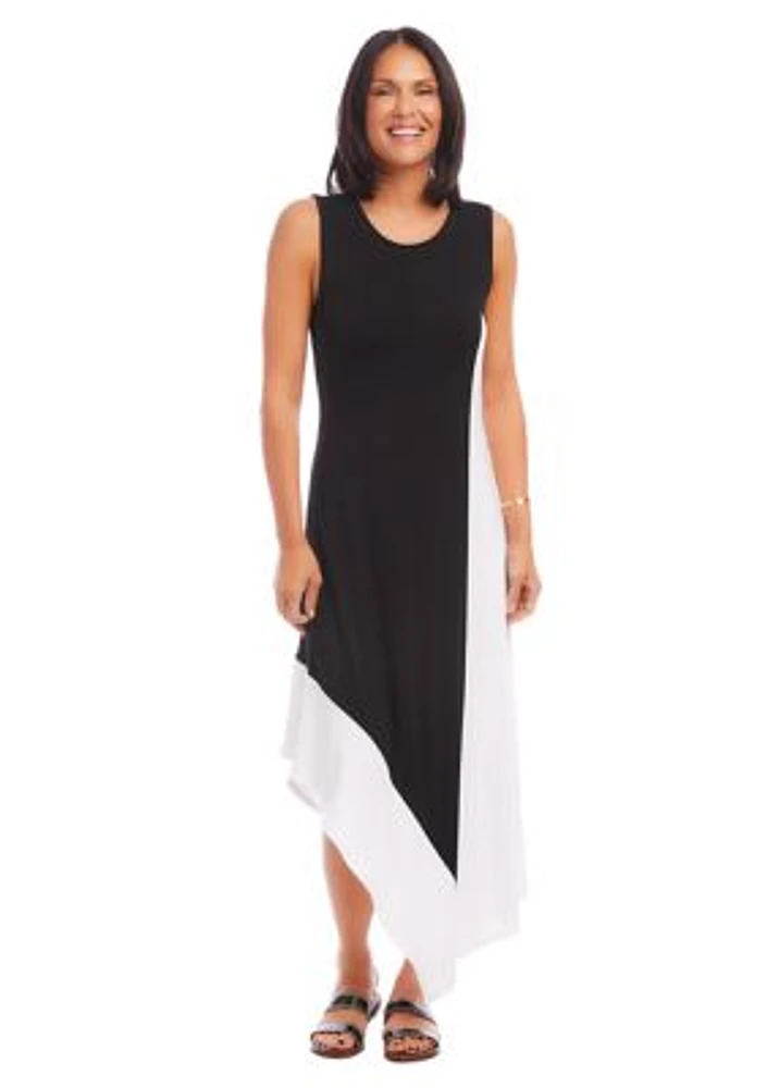 Women's Asymmetric Color Block Dress