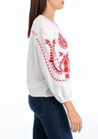 3/4 Sleeve Embroidered Top