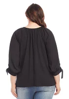 Plus Tie Sleeve Peasant Top