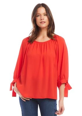 Women's Tie Sleeve Peasant Top