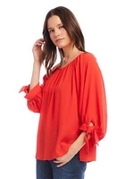 Women's Tie Sleeve Peasant Top