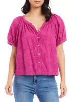 Karen Kane Women's Eyelet Peasant Top