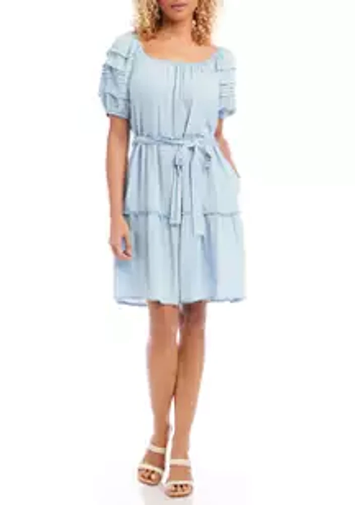 Karen Kane Women's Chambray Tiered Dress