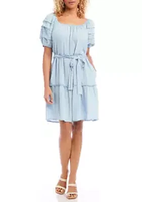 Karen Kane Women's Chambray Tiered Dress