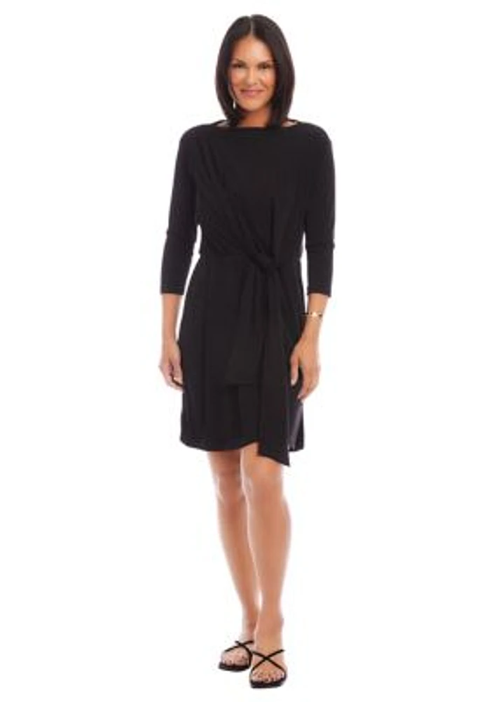 Women's 3/4 Sleeve Tie Waist Dress