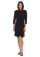 Women's 3/4 Sleeve Tie Waist Dress