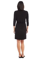 Women's 3/4 Sleeve Tie Waist Dress