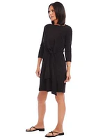 Women's 3/4 Sleeve Tie Waist Dress