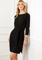 Women's 3/4 Sleeve Tie Waist Dress