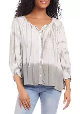 Karen Kane Women's Button Up Peasant Top