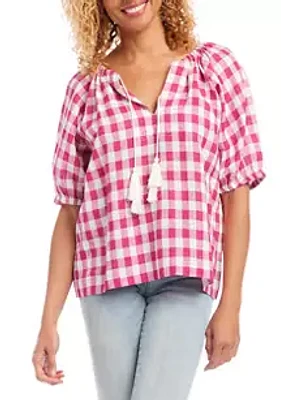 Karen Kane Women's Check Peasant Top