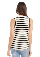 Women's Striped Ribbed Sleeveless Sweater