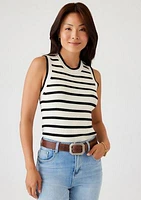 Women's Striped Ribbed Sleeveless Sweater