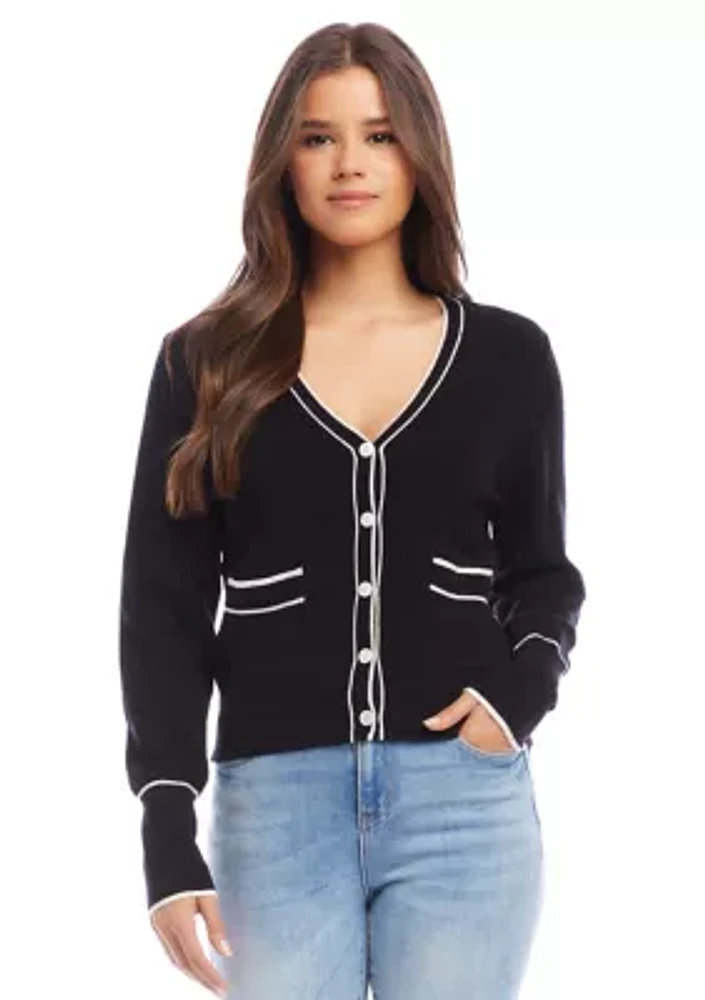 Women's Contrast Trim Cardigan