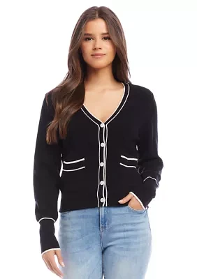 Women's Contrast Trim Cardigan