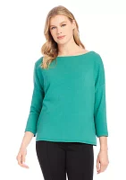 Petite Solid Boat Neck Top