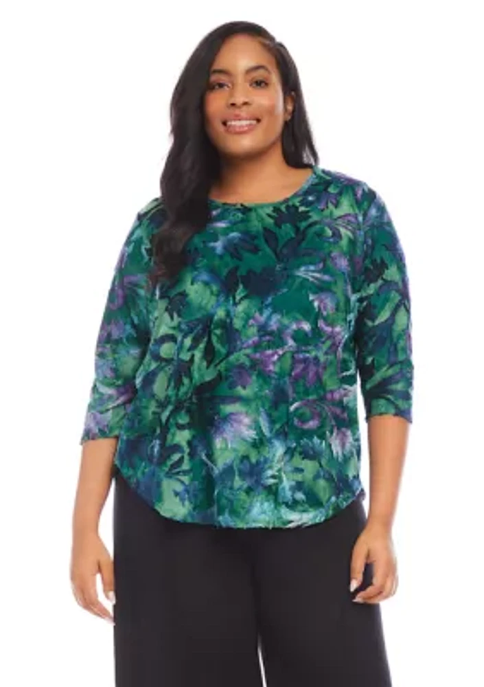 Women's 3/4 Sleeve Shirttail Top