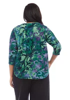 Women's 3/4 Sleeve Shirttail Top