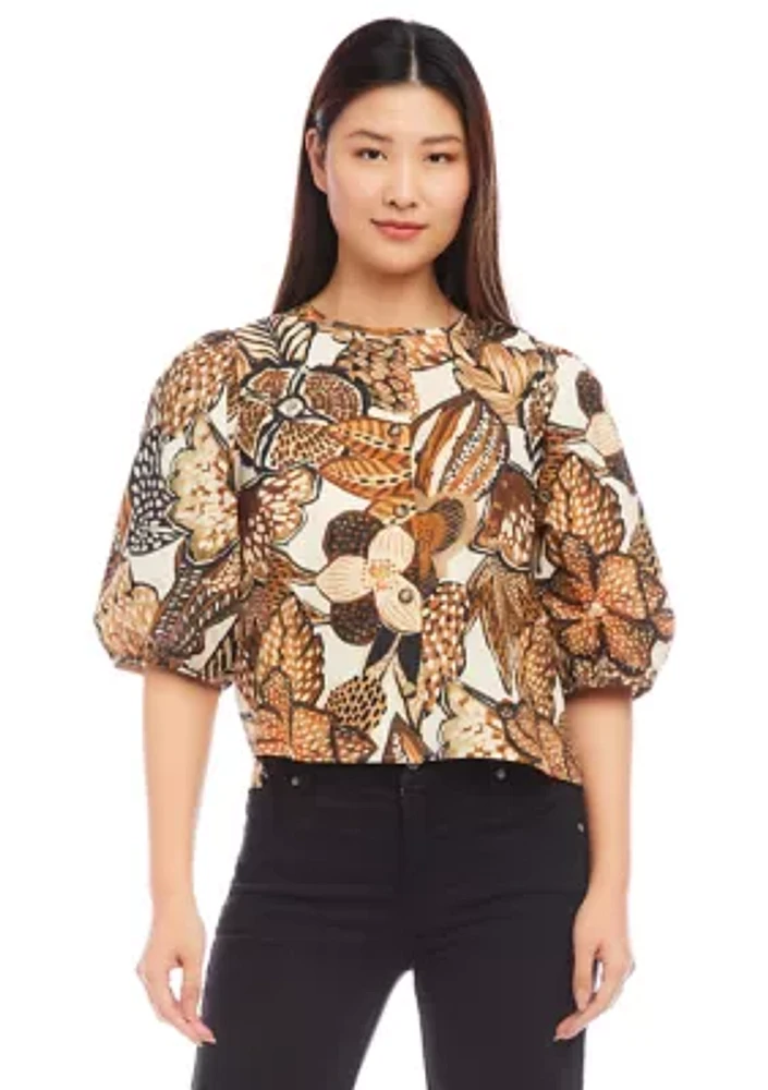 Women's Puff Sleeve Button Front Shirt