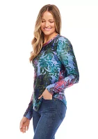 Petite Long Sleeve Burnout Top