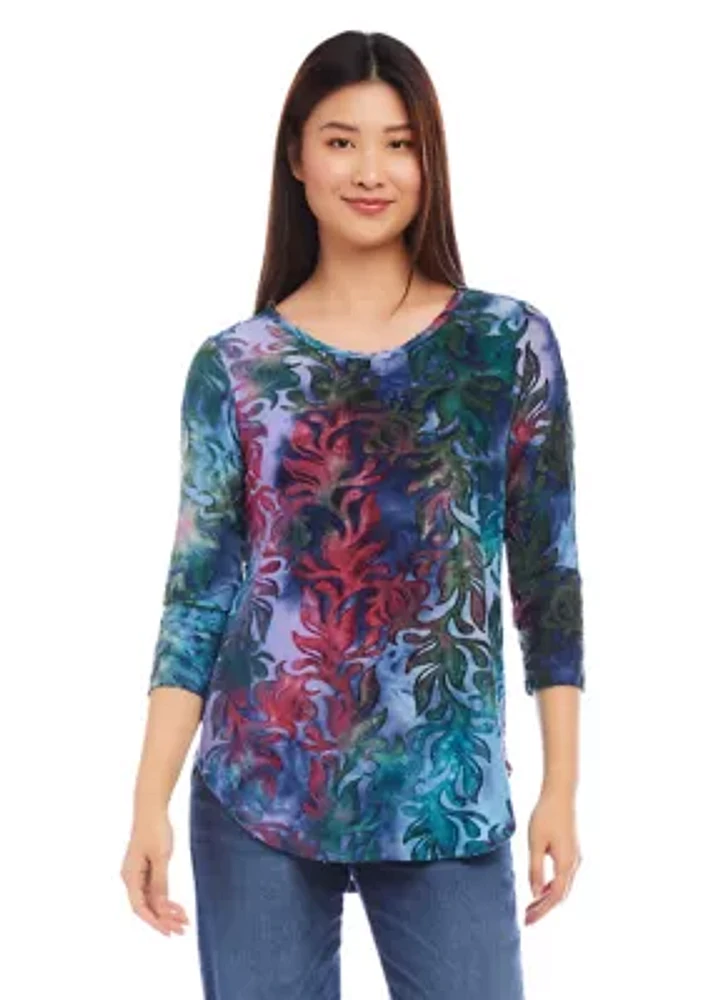 Women's 3/4 Sleeve Shirttail Top