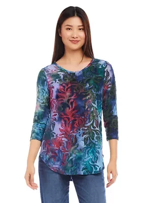 Women's 3/4 Sleeve Shirttail Top