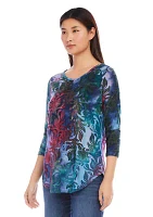 Women's 3/4 Sleeve Shirttail Top