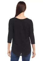 Women's 3/4 Sleeve Shirttail Top