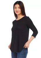 Women's 3/4 Sleeve Shirttail Top