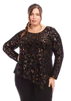 Plus Velvet Burnout Asymmetric Top