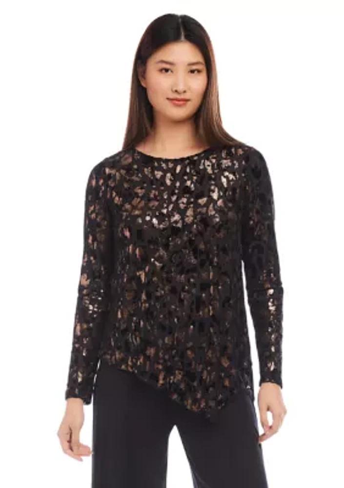 Women's Velvet Burnout Asymmetric Top