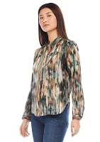 Women's Long Sleeve Placket Top