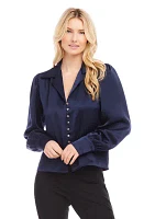 Women's Shirred Satin Blouse