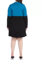 Plus Color Block Cowl Neck Rib Dress