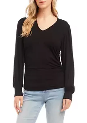 Karen Kane Women's Shirred V-Neck Top