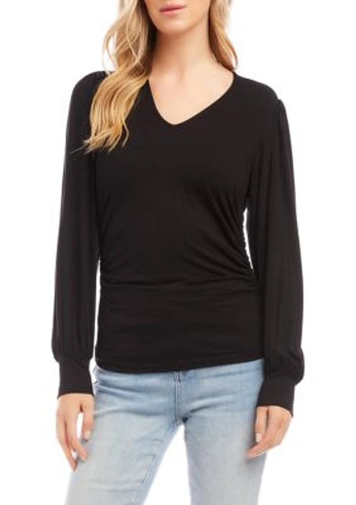 Women's Shirred V-Neck Top