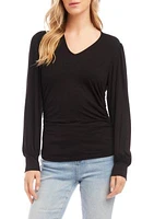 Women's Shirred V-Neck Top