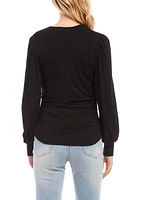 Women's Shirred V-Neck Top