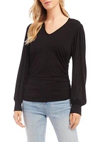 Women's Shirred V-Neck Top